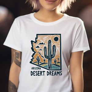 Camisa Arizona. Regalo de Arizona. Camiseta de cactus. Camisa de cactus. Camiseta con mapa estatal. Regalo de mapa AZ. Cactos de Arizona. Camiseta de amor estatal. Camisa Suroeste