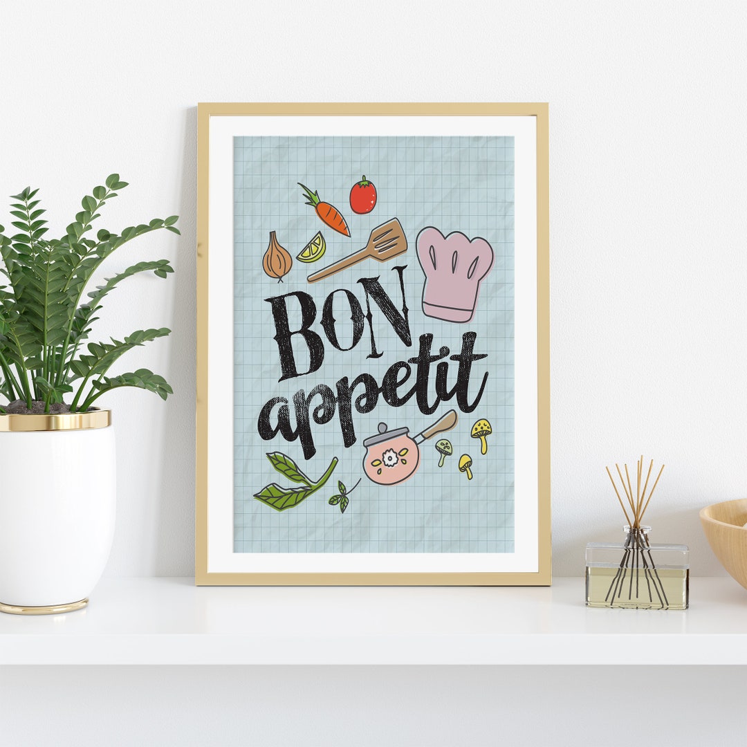 set of 2 bon appetit prints, retro cooking prints,... Dining Room Print. Kitchen Wall Art. Bon Appetit Print. Kitchen ...