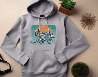 Armadillo Hoodie. Armadillo Gift. Armadillo Sweatshirt. Southwestern Hoodie. Southwestern Gift. Cactus Hoodie. Cactus Gift #FC348