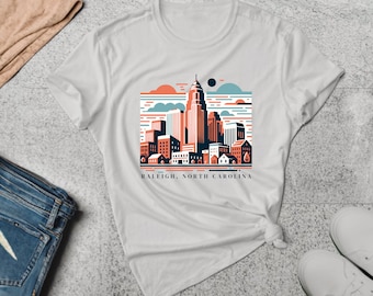 Raleigh Shirt. Raleigh Gift. North Carolina Shirt. NC T-shirt. Raleigh Skyline. Raleigh Cityscape. Cityscape Shirt. Skyline T-shirt