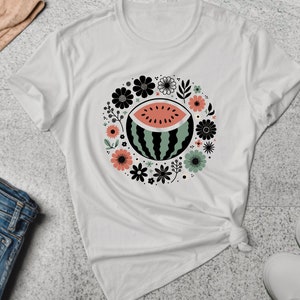 Watermelon Shirt. Watermelon Tee. Floral T-shirt. Flower Shirt. Fruit Shirt. Melon T-shirt. Melon Gift. Summer Shirt. Summer Tee