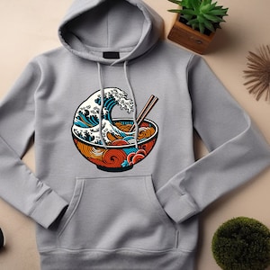 Japan Style Hoodie - Große Welle Vor Kanagawa Pullover Mit Rückenaufdruck