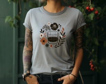 Whiskey Shirt. Whiskey Gift. Floral Shirt. Flower Tee. Whiskey Lover Tee. Whiskey T-shirt. Bar Shirt. Whiskey Fan. Whiskey Drinker