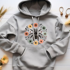 Tarantula Hoodie. Arachnid Gift. Floral Hoodie. Flower Hoodie. Spider Sweatshirt. Tarantula Gift. Bug Enthusiast. Spider Lover Gift