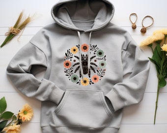 Tarantula Hoodie. Arachnid Gift. Floral Hoodie. Flower Hoodie. Spider Sweatshirt. Tarantula Gift. Bug Enthusiast. Spider Lover Gift #FC225