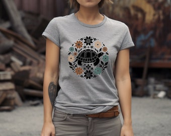 Tortoise Shirt. Tortoise Gift. Floral Shirt. Flower Top. Tortoise Lover Tee. Reptile Shirt. Reptile Gift. Animal Tee. Animal Lover #FC73