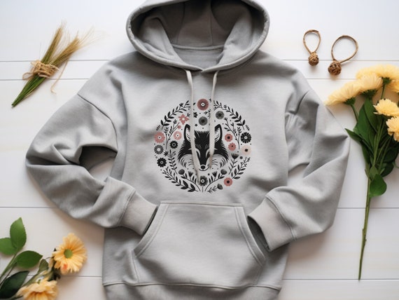 Fox Hoodie. Fox Gift. Floral Hoodie. Flower Hoodie. Fox Sweatshirt. Fox Lover Gift. Wildlife Hoodie. Animal Hoodie. Cute Fox Gift #FC55