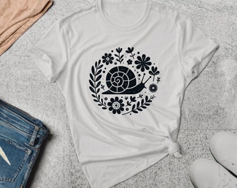 Snail Shirt. Snail Gift. Floral Shirt. Flower Tee. Snail T-shirt. Slow Living Tee. Gardening Shirt. Snail Lover Tee. Mollusk Shirt