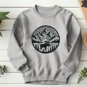 Alaska Sweater. Alaska Gift. Moose Sweater. Moose Gift. Mountain Gift. Nature Sweater. Nature Lover Gift. Alaska Scenery. Snowy Range Top