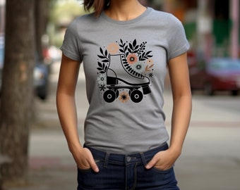 Roller Skate Shirt. Roller Skate Gift. Floral T-shirt. Flower Shirt. Roller Tee. Skater Shirt. Skater Gift. Skating Gear. Skate Lover Tee