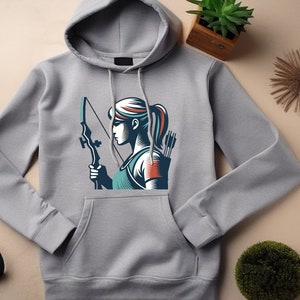 Archer Hoodie. Archer Gift. Archery Sweatshirt. Archery Gift. Female Archer Hoodie. Female Archer Gift. Bow And Quiver Gift