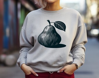 Pear Sweater. Fruit Sweater. Fruit Gift. Pear Leaf Top. Pear Theme Gift. Nature Lover Gift. Pear Clothing. Garden Theme Top. Organic #FC550