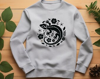Suéter Gecko. Regalo Gecko. Suéter floral. Sudadera de flores. Entusiasta de los geckos. Suéter de lagarto. Regalo de lagarto. Suéter de reptil. Regalo de reptil
