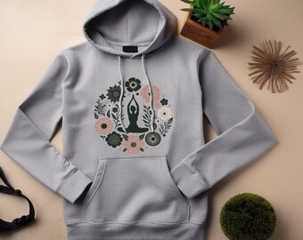 Yoga Hoodie. Yoga Gift. Floral Hoodie. Flower Hoodie. Yoga Pose Wear. Yoga Instructor. Yoga Lover Sweat. Meditation Hoodie. Zen Sweatshirt