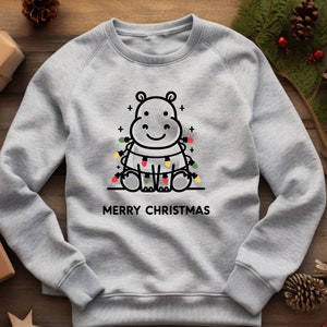 Hippo Sweater. Hippo Crewneck. Xmas Hippo Gift. Hippo Lover Gift. Festive Sweater. Animal Sweater. Holiday Sweatshirt. Hippo Winter Wear