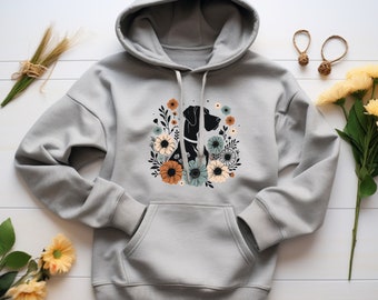 Great Dane Hoodie. Great Dane Gift. Floral Hoodie. Flower Hoodie. Dog Hoodie. Dog Lover Sweatshirt. Dog Owner Gift. Large Dog #FC02