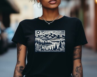 Camisa de la naturaleza. Regalo de la naturaleza. Camiseta de montaña. Regalo de montaña. Camisa del bosque. Regalo del bosque. Camisa con paisaje. Regalo de paisaje. Camiseta sol