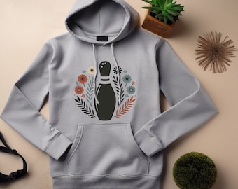 Bowling Hoodie. Bowling Gift. Floral Hoodie. Flower Hoodie. Bowling Pin Top. Pin Hoodie. Bowler Sweatshirt. Bowler Pin Gift