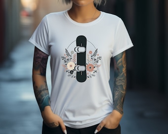 Snowboard Shirt. Snowboard Gift. Floral Shirt. Flower Tee. Snowboarder Tee. Winter Sports Tee. Snowboarding Top. Snow Sports Shirt