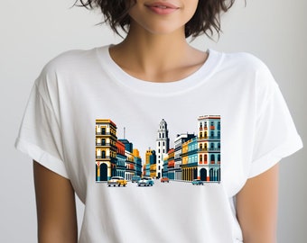 Cuba Shirt. Cuba Gift. Urban Shirt. Urban Gift. Street Scene Shirt. Classic Car Shirt. Classic Car Gift. Colorful Shirt. Colorful Gift