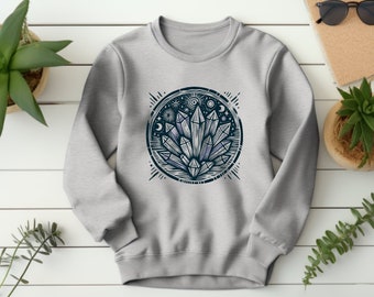 Suéter de cristal. Regalo de cristal. Regalo místico. Clúster de cristal. Amante del cristal. Suéter de piedras preciosas. Regalo de piedras preciosas. Piedras curativas