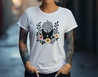 French Fries Shirt. French Fries Gift. Floral Shirt. Flower Tee. Fries Tee. Fries Lover Tee. Foodie Shirt. Foodie Gift. Snack Shirt #FC216