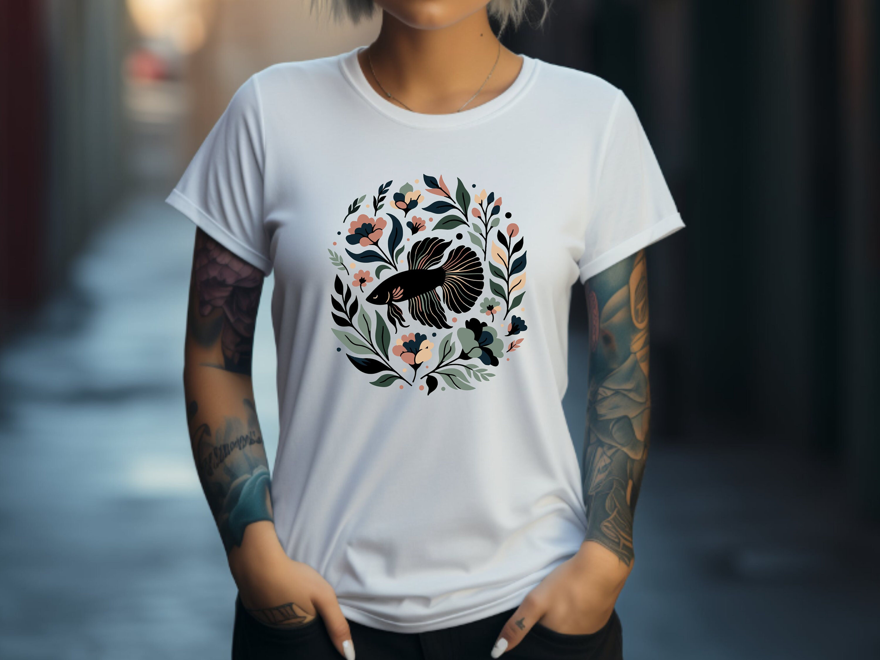 Betta Fish Shirt. Betta Fish Gift. Floral Shirt. Flower T-shirt ...