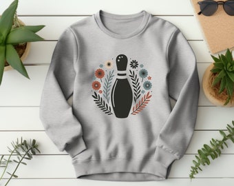 Bowling Sweater. Bowling Gift. Floral Sweater. Flower Crewneck. Bowling Pin Gift. Pin Sweater. Bowler Crewneck. Bowler Pin Gift #FC147