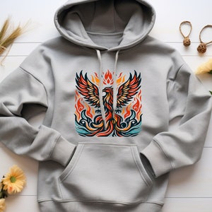 Phoenix Hoodie. Phoenix Gift. Fantasy Sweatshirt. Mythical Hoodie. Firebird Hoodie. Firebird Gift. Fantasy Phoenix. Magical Hoodie