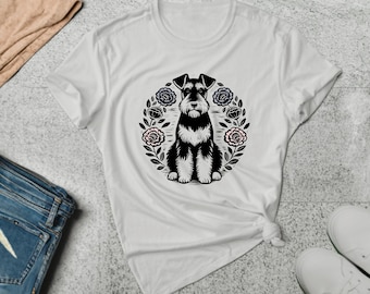 Welsh Terrier Shirt. Dog Lover Tee. Floral Dog Shirt. Terrier Owner Tee. Dog With Flowers. Flower Dog Tee. Pet Lover Shirt