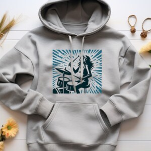 Rhythm Hoodie. Percussion Gift. Woman Drummer Top. Drumbeat Sweatshirt. Female Musician Gift. Drum Lover Hoodie. Drum Player #FC473