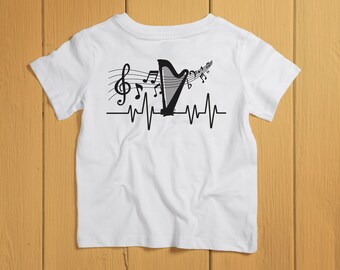 Kids Harp Shirt. Toddler Harp Gift. Kids Harpist Shirt. Kids Harpist Gift. Classical Music. Toddler Music Shirt