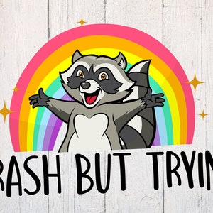 Trash SVG. Raccoon Svg. Funny Raccoon Svg. Rainbow Svg. Cut File Dxf. Download for Cricut & Silhouette
