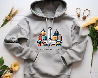 San Antonio Hoodie. San Antonio Gift. Texas Hoodie. Texas Gift. San Antonio Skyline. Skyline Sweatshirt. Cityscape Hoodie. Texas #FC516