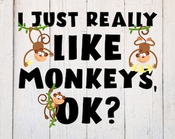 Monkey Svg. Jungle Svg. Monkey Lover Svg. Zoo Svg. Monkey Cut File Dxf. Download for Cricut & Silhouette. Monkey Clipart