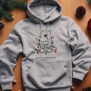 Polar Bear Hoodie. Polar Bear Gift. Winter Sweatshirt. Xmas Polar Bear. Holiday Hoodie. Animal Lover Gift. Arctic Animal Wear