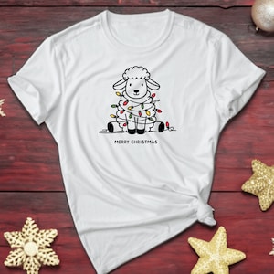 Sheep T-shirt. Xmas Sheep Tee. Sheep Shirt. Holiday Tee. Animal Lover Tee. Festive Shirt. Cute Sheep Shirt. Winter Sheep Tee
