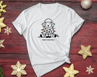 Sheep T-shirt. Xmas Sheep Tee. Sheep Shirt. Holiday Tee. Animal Lover Tee. Festive Shirt. Cute Sheep Shirt. Winter Sheep Tee