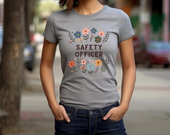 Safety Shirt. Safety Gift. Floral Shirt. Flower Tee. Officer Shirt. Safety Officer Tee. Work Safety Gift. Workplace Tee. Safety Pro Gift