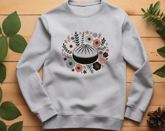 Bao Bun Sweater. Bao Bun Gift. Floral Sweater. Flower Sweater. Bao Crewneck. Foodie Sweater. Food Lover Gift. Asian Food Top. Bun Lover Top