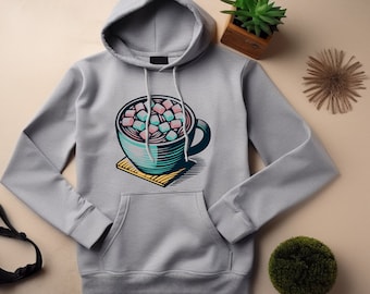 Sweat à capuche guimauve. Cadeau cacao chaud. Sweat cacao. Cadeau guimauve. Sweat à capuche chocolat. Dessus de chocolat chaud. Amateur de guimauves