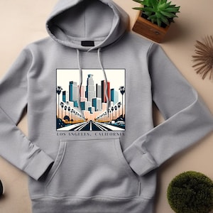 Los Angeles Hoodie. LA Gift. LA Sweatshirt. Los Angeles Gift. Cityscape Hoodie. Palm Trees Hoodie. LA Cityscape. La Lover Gift