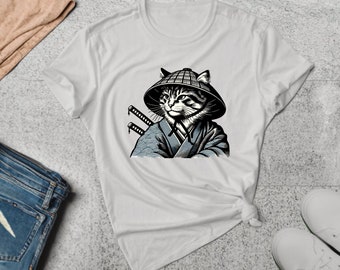 Samurai Cat Shirt. Cat Shirt. Cat Lover Gift. Samurai Shirt. Japanese Cat Gift. Cat Armor Shirt. Traditional Cat Gift. Japanese Shirt