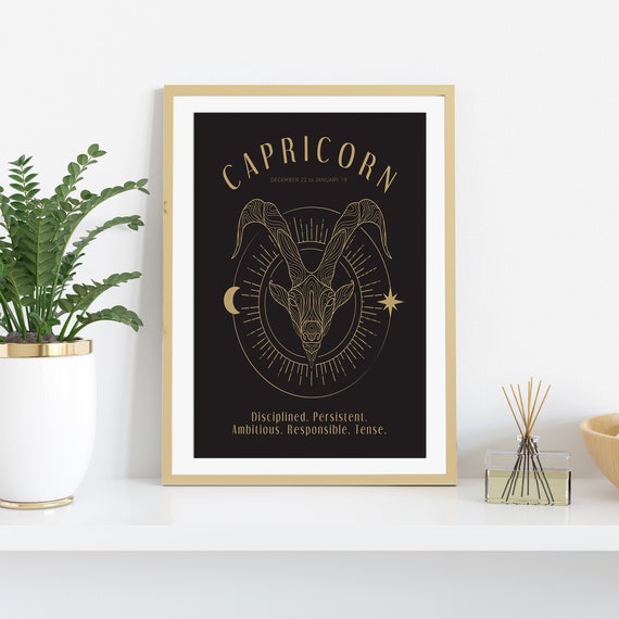 Capricorn Print. Zodiac Gift. Astrology Print. Star Sign Print. Printable Wall Art. Capricorn Zodiac Poster. Astrology Decor. Capricorn Art