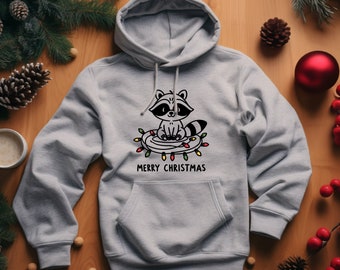 Raccoon Hoodie. Raccoon Sweatshirt. Animal Lover Gift. Raccoon Lover. Christmas Gift. Funny Raccoon. Holiday Hoodie. Cute Raccoon Gift