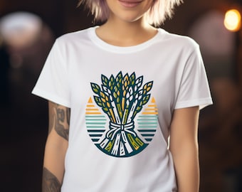 Chemise asperges. T-shirt végétarien. Cadeau d’asperges. Tee-shirt amateur de légumes. Tee-shirt à base de plantes. Chemise végétale. Tee-shirt végétarien vert. Chemise végétalienne