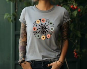 Tarantula Shirt. Arachnid Shirt. Floral T-shirt. Flower Shirt. Spider Shirt. Tarantula Gift. Bug Lover Tee. Spider Gift. Arachnid Tee #FC71