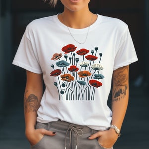 Poppy Shirt. Poppy Gift. Poppy T-shirt. Flower Shirt. Flower Gift. Botanical Shirt. Botanical Gift. Floral Shirt. Red Poppy Shirt