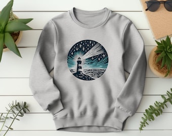 Lighthouse Sweater. Nautical Sweater. Lighthouse Gift. Coastal Sweater. Coastal Gift. Maritime Sweater. Maritime Gift. Starry Sky #FC299
