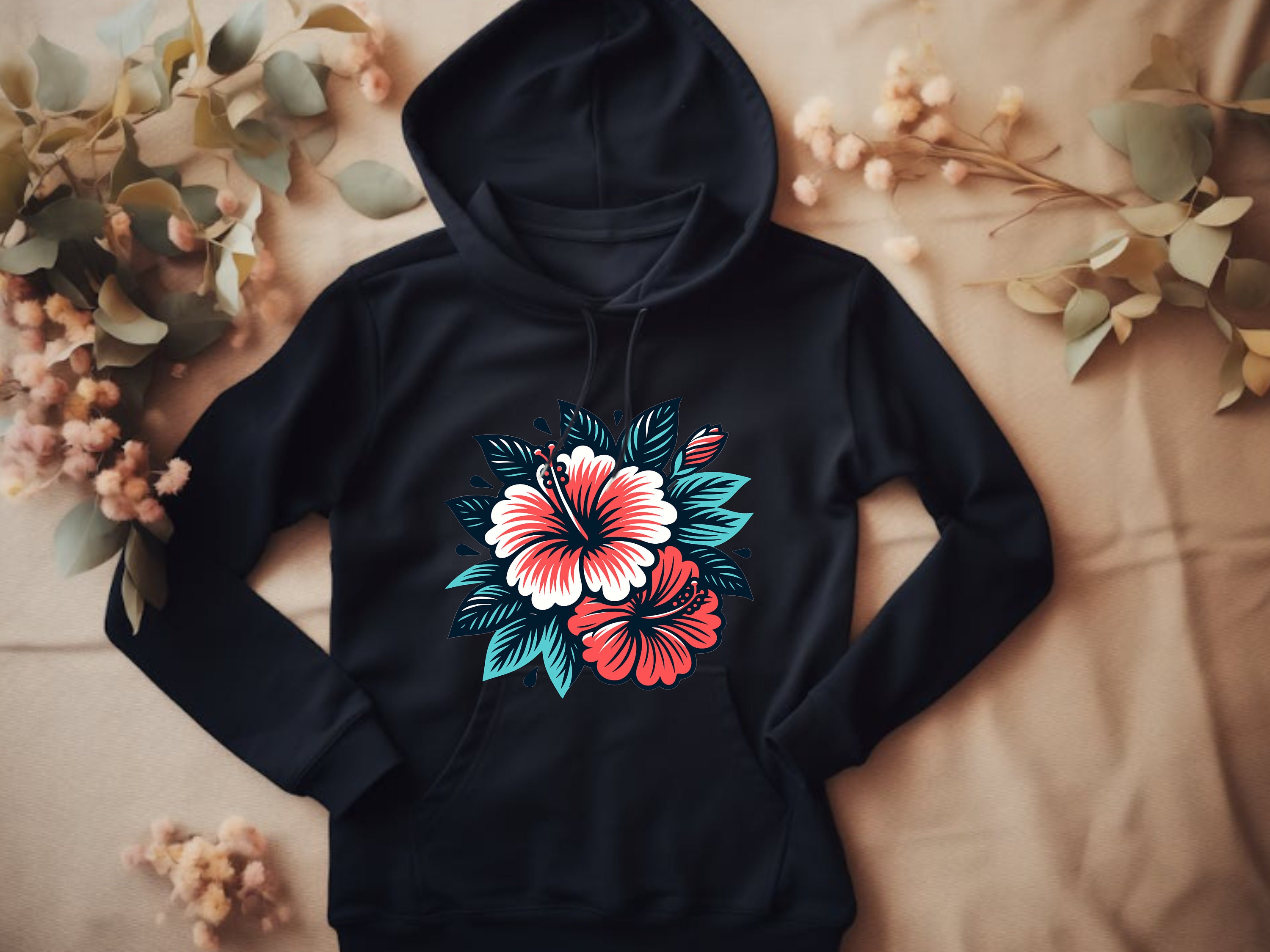 Hibiscus Hoodie. Hibiscus Gift. Flower Sweatshirt. Floral Hoodie